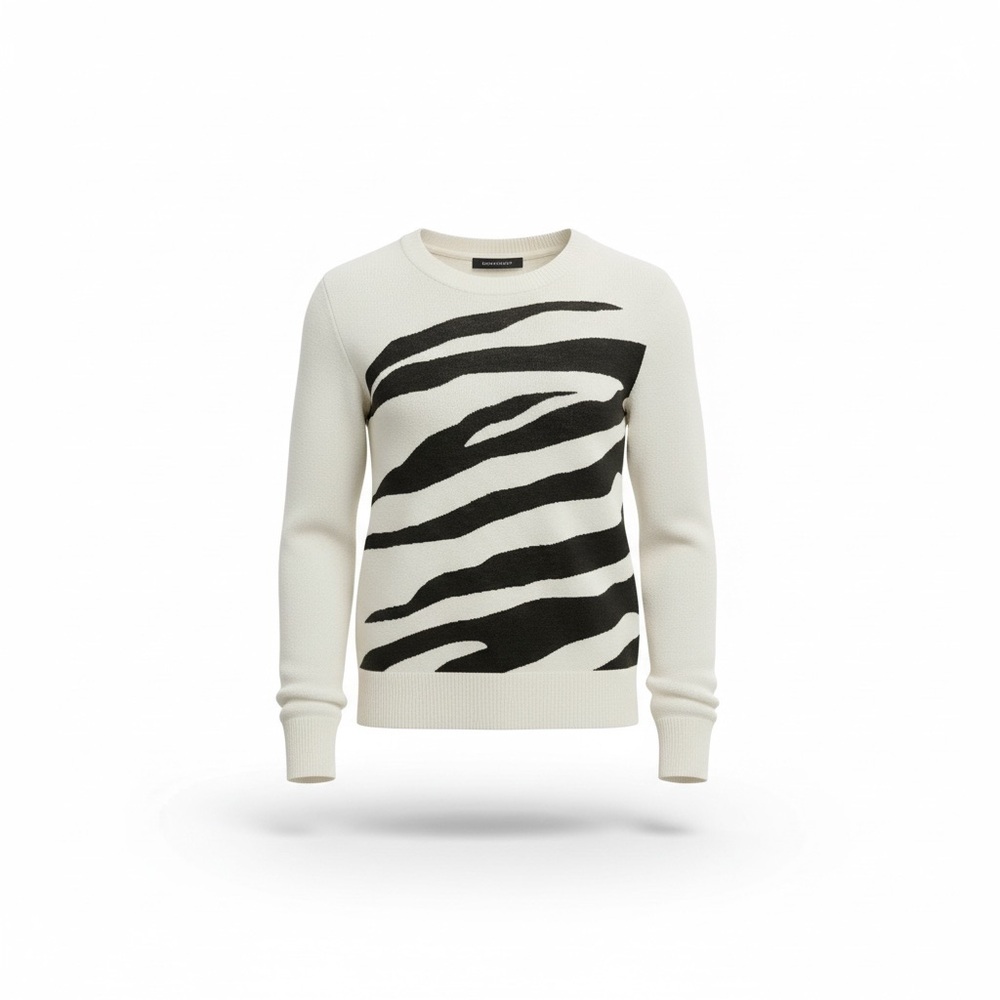 Banana‎ Republic Cashmere/Silk Zebra Print Crewneck Sweater  Size S